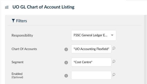 uo gl chart of account listing
