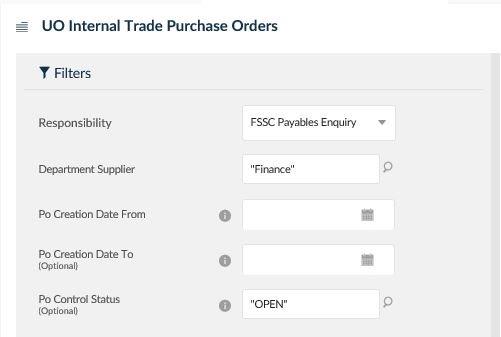 uo internal trade purchase orders