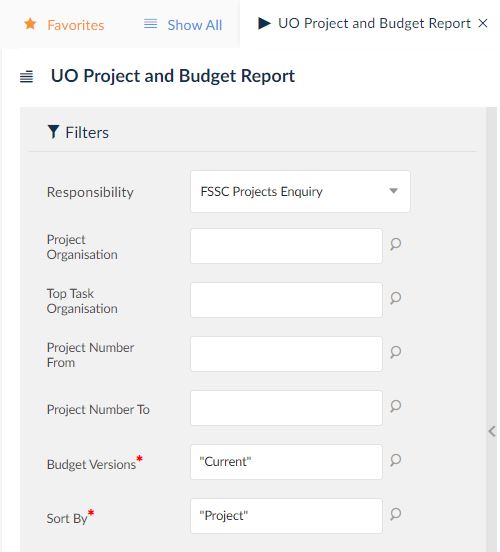 uo project and budget